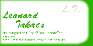 leonard takacs business card